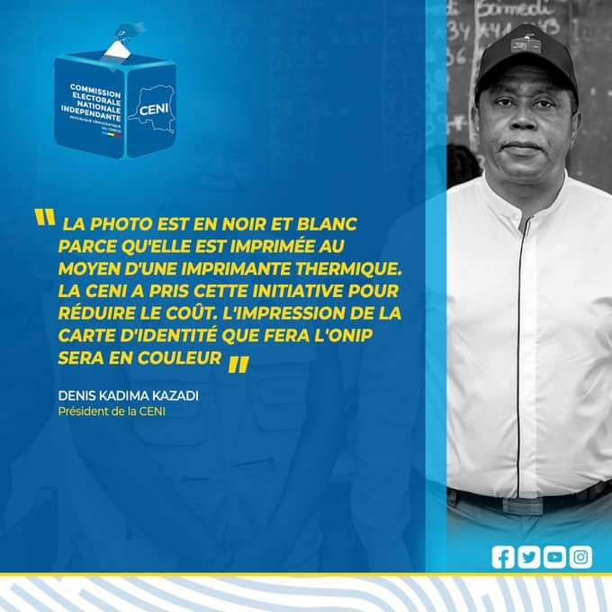 Processus électoral en RDC : « La carte est imprimée en noir et blanc parce qu’elle est imprimée par une imprimante thermique sans encre », Denis Kadima