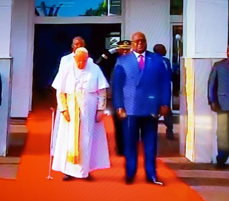 RDC: Après son atterrissage, le Pape François est arrivé au Palais de la Nation