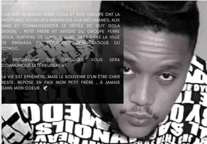 Musique : Le musicien et petit frère de l’artiste Ferre Gola, Guy Gola n’est plus