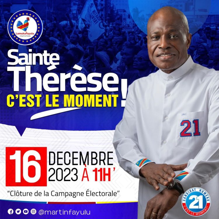 Campagne électorale | Martin Fayulu en meeting le 16 Décembre à Sainte Thérèse !